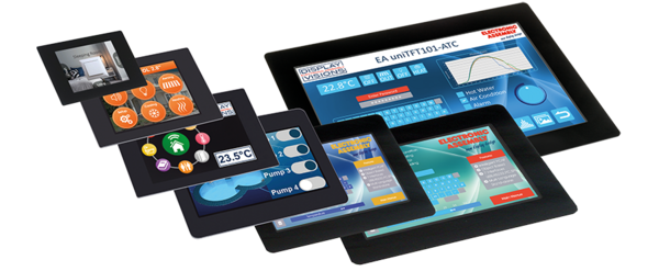 Intelligente HMI Displays mit PCAP-Touch zum Einbau mit USB, RS232, SPI, I²C